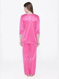 Silky Satin Top And Pyjama Set - PinK (Size - Free )-thumb4