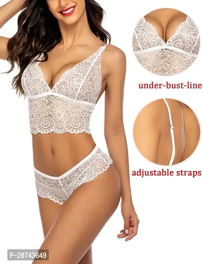 Scalloped Embroidery Lace Trim Lingerie Set-thumb4