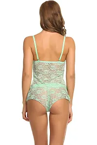 Solid Lace Babydoll Dress -Green (Size - Free )-thumb4