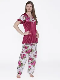 Contemporary Multicoloured Satin Printed Co-Ords Set For Women-thumb2