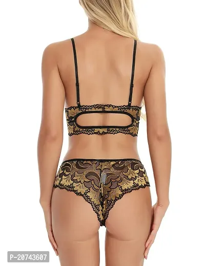 Embroidery Multicolor Lace Lingerie Set-thumb5