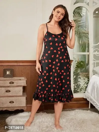 Heart Print Ruffle Hem Babydoll Dress-thumb3