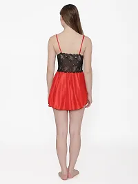 Silky Satin Babydoll Dress - Red (Size - Free )-thumb4