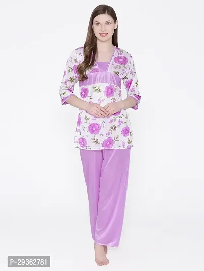 Contemporary Multicoloured Satin Printed Co-Ords Set For Women-thumb2