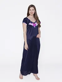 Floral Print Satin Nighty and Robe Set - Multicolor (Size - Free )-thumb3