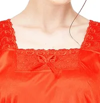 Silky Satin Top And Pyjama Set - Red (Size - Free )-thumb4