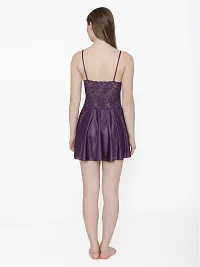 Silky Satin Babydoll Dress - Purple (Size - Free )-thumb4