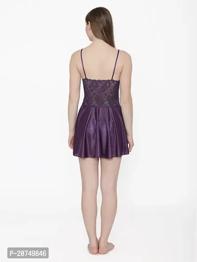 Silky Satin Babydoll Dress - Purple (Size - Free )-thumb5