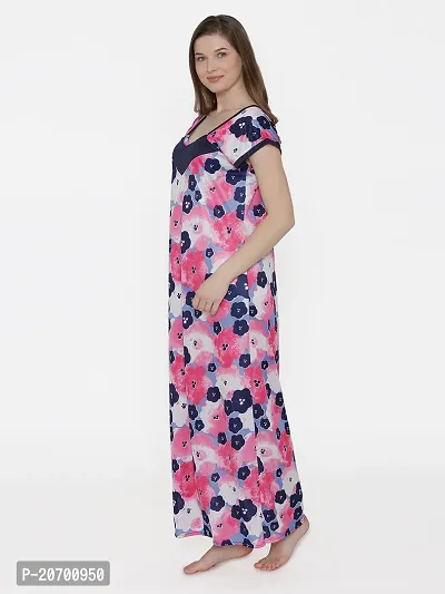 Floral Print Satin Nighty and Robe Set - Multicolor (Size - Free )-thumb4