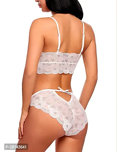 Scalloped Embroidery Lace Trim Strappy Lingerie Set-thumb5