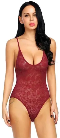Solid Lace Babydoll Dress -Maroon (Size - Free )-thumb1