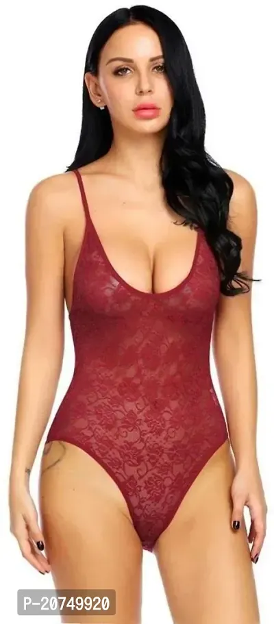 Solid Lace Babydoll Dress -Maroon (Size - Free )-thumb2