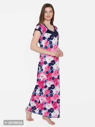 Floral Print Satin Nighty and Robe Set - Multicolor (Size - Free )-thumb3