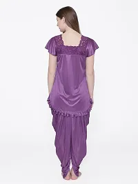 Silky Satin Top And Pyjama Set - Purple (Size - Free )-thumb4