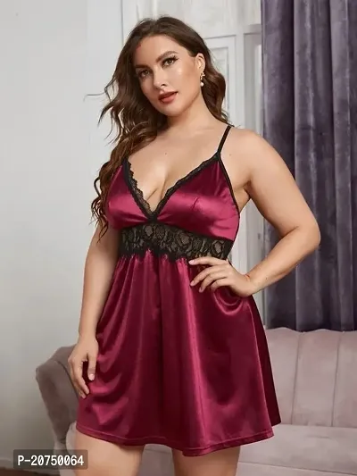 Satin Lace Trim Babydoll-thumb0