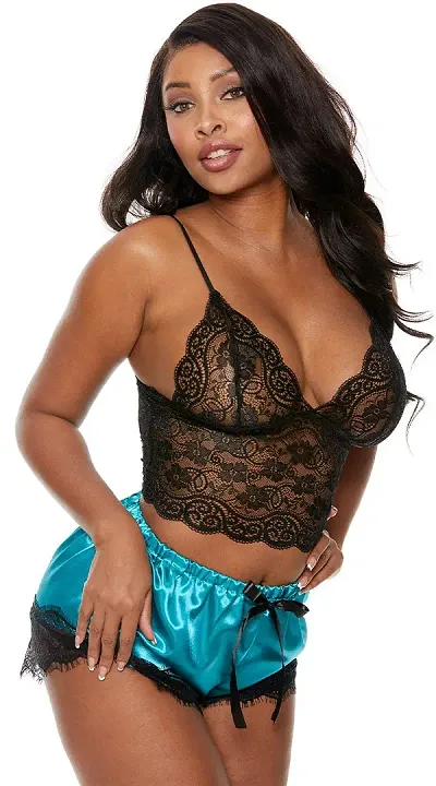 New Launched Lacy Babydoll Sexy Night Top Shorts For Women