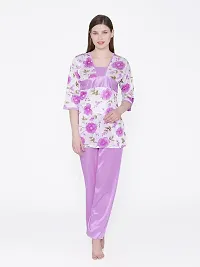 Contemporary Multicoloured Satin Printed Co-Ords Set For Women-thumb2