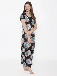 Floral Print Satin Nighty and Robe Set - Multicolor (Size - Free )-thumb2