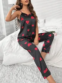 Poly Satin Multicolor Printed Nightsuit-thumb1