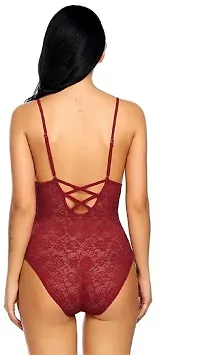 Solid Lace Babydoll Dress -Maroon (Size - Free )-thumb4