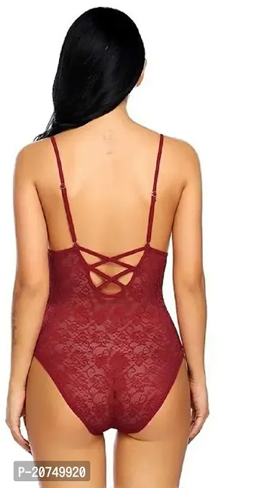 Solid Lace Babydoll Dress -Maroon (Size - Free )-thumb5