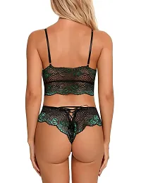 Embroidery Multicolor Strapy Lace Lingerie Set-thumb4