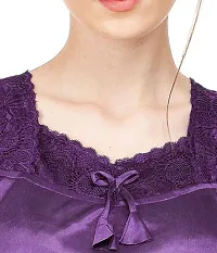 Silky Satin Top And Capri Set - Purple (Size - Free )-thumb4