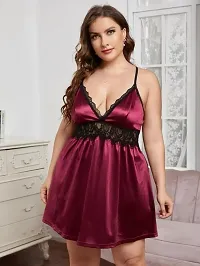 Satin Lace Trim Babydoll-thumb2