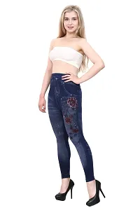 Stylish Blue Denim Self Design Jeans For Women-thumb2