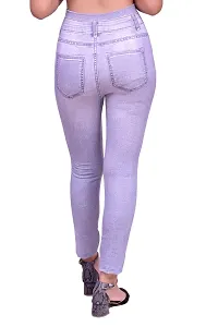 Stylish Grey Denim Self Design Jeans For Women-thumb1