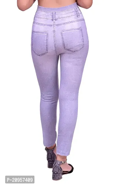 Stylish Grey Denim Self Design Jeans For Women-thumb2