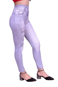 Stylish Grey Denim Self Design Jeans For Women-thumb2