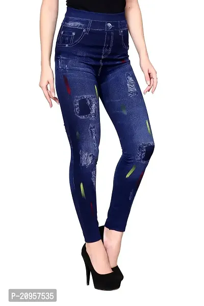 Stylish Blue Denim Self Design Jeans For Women-thumb4