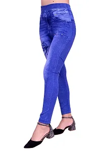 Stylish Blue Denim Self Design Jeans For Women-thumb3