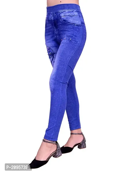 Stylish Blue Denim Self Design Jeans For Women-thumb4