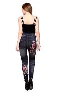 Stylish Black Denim Self Design Jeans For Women-thumb1