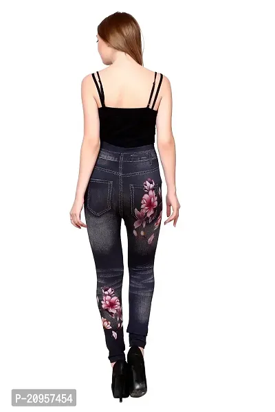 Stylish Black Denim Self Design Jeans For Women-thumb2