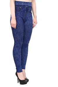 Stylish Blue Denim Self Design Jeans For Women-thumb2