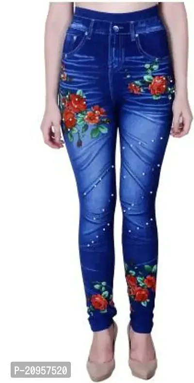 Stylish Blue Denim Self Design Jeans For Women