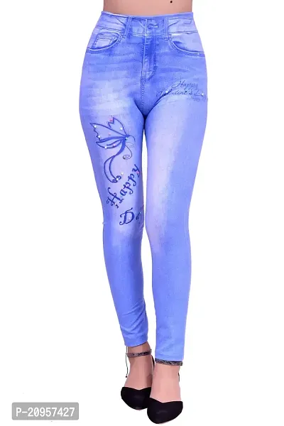 Stylish Blue Denim Self Design Jeans For Women-thumb0