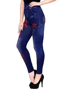 Stylish Blue Denim Self Design Jeans For Women-thumb1