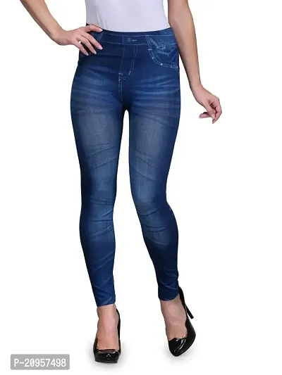 Stylish Blue Denim Self Design Jeans For Women-thumb0