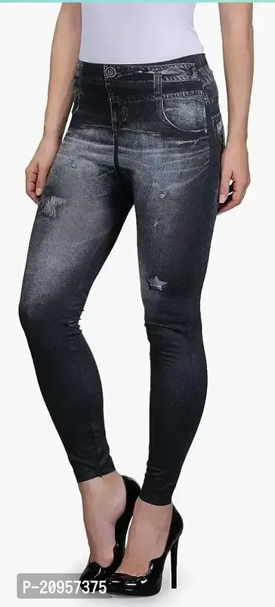 Stylish Black Denim Self Design Jeans For Women-thumb4