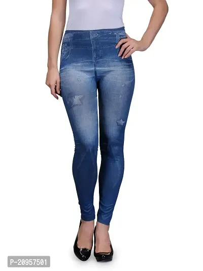 Stylish Blue Denim Self Design Jeans For Women-thumb0