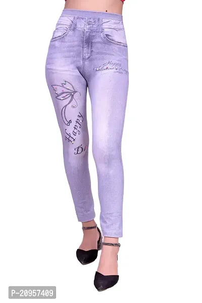 Stylish Grey Denim Self Design Jeans For Women-thumb0