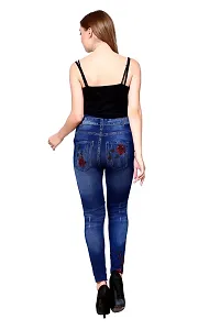 Stylish Blue Denim Self Design Jeans For Women-thumb1