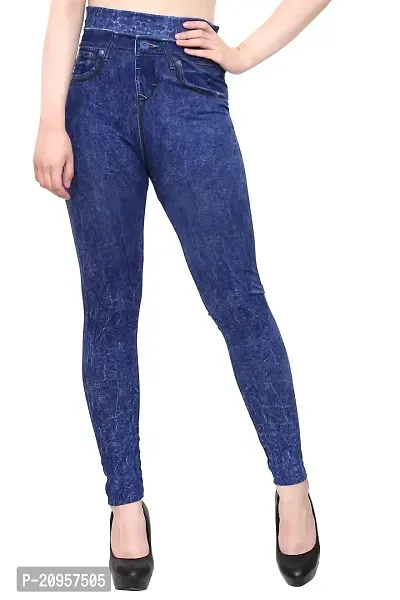 Stylish Blue Denim Self Design Jeans For Women-thumb0