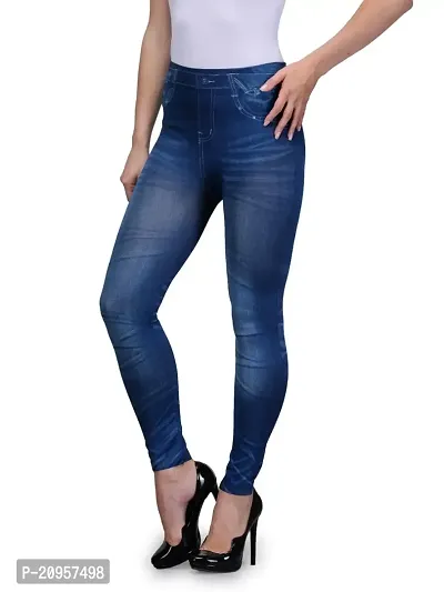 Stylish Blue Denim Self Design Jeans For Women-thumb3