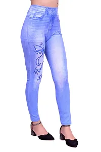 Stylish Blue Denim Self Design Jeans For Women-thumb2