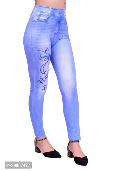 Stylish Blue Denim Self Design Jeans For Women-thumb3